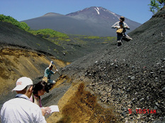富士山、太郎坊でのテフラ層