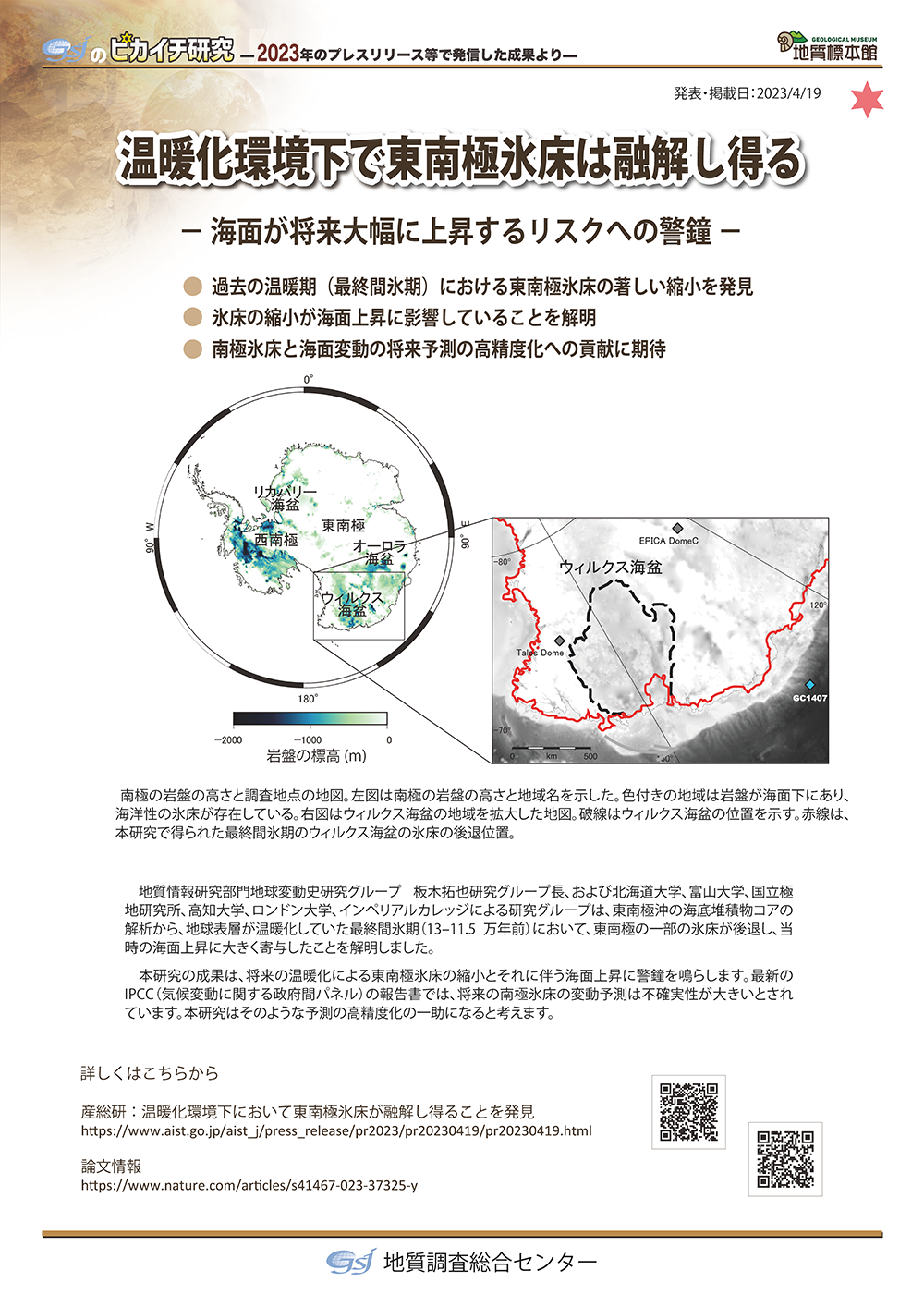 温暖化環境下で東南極氷床は融解し得る ―海面が将来大幅に上昇するリスクへの警鐘―