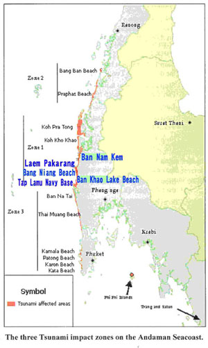 The three Tsunami impact zone of Andaman Seacoast