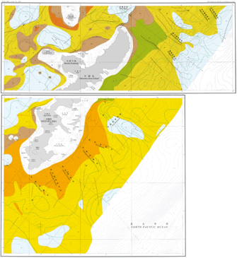 Fig. 1. Marine geology maps around Okinawa-Jima.
