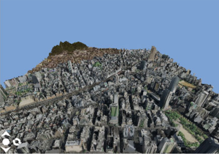 3D model of Sannomiya district, Kobe, created with the Seamless Elevation Tiles