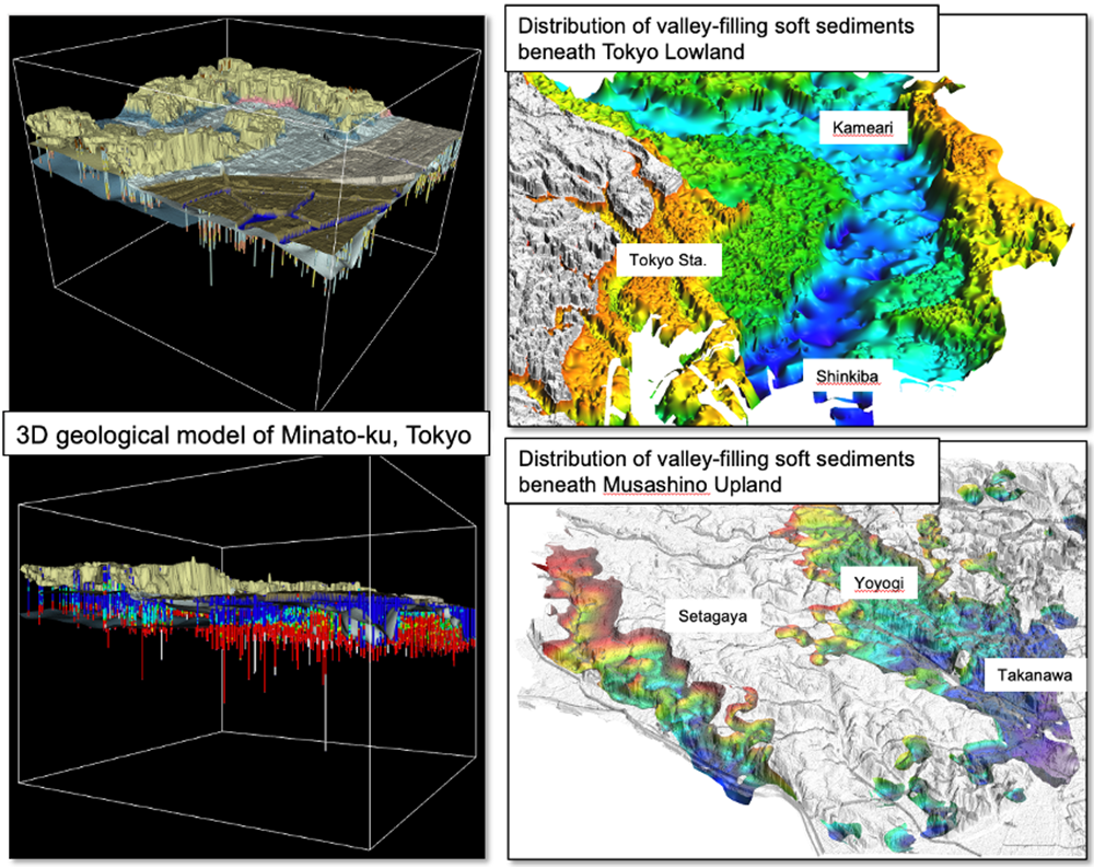 3D views of subsurface geology of central Tokyo.