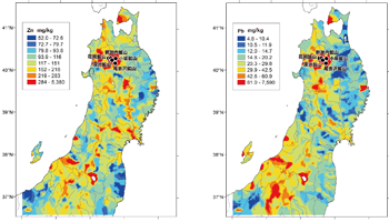 東北地方の地球化学図