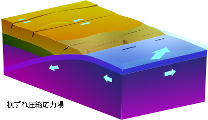 図：横ずれ圧縮応力場