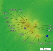 30000年前以降に活動した火山の位置