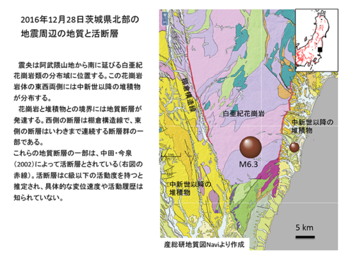 震源域周辺の地質と活断層