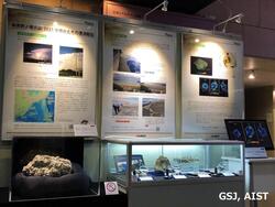 現地調査で採取された漂着軽石の展示が地質標本館にて始まりました。(2021年12月15日〜)