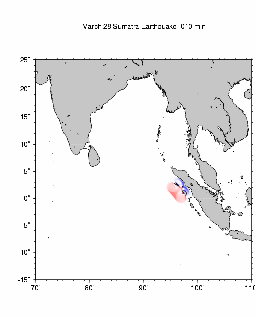3月の地震による津波の発生と伝播のシミュレーション