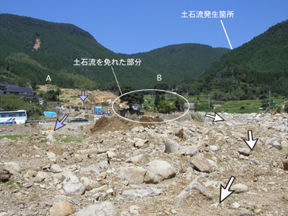 写真：水俣市宝川内集地区を襲った土石流