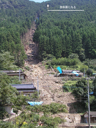 水俣市深川新屋敷地区の斜面崩壊