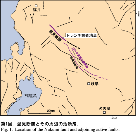 温見断層とその周辺の活断層