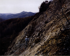 鴻之舞鉱山の発見露頭、元山本脈掘跡